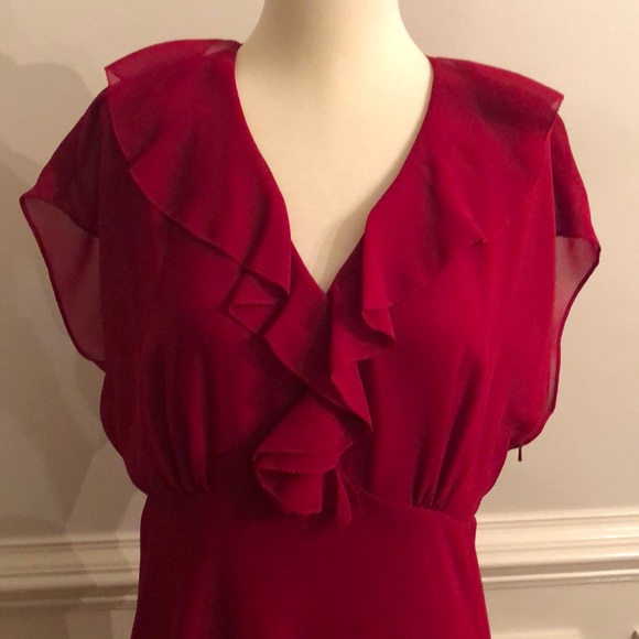 Talbots Red Ruffle Maxi Dress - Picture 2 of 7